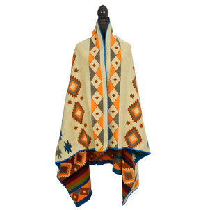 EcuaFina Mini Alpaca Native Decke - Doppelseitige Drucke – niederländisches/einheimisches Design – FairTrade & authentisch -  Quilotoa - Blau