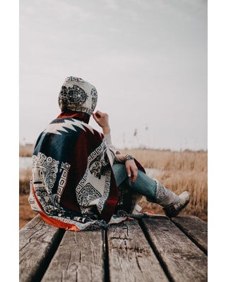 EcuaFina Alpaka Poncho Inca Rot
