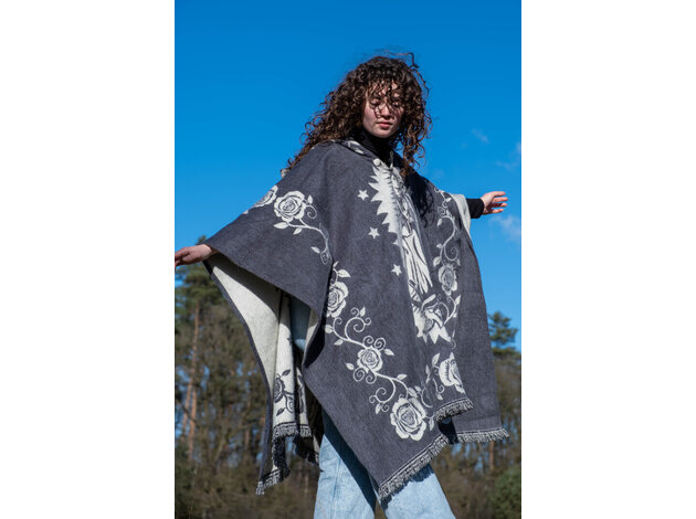 EcuaFina Alpaca Poncho Maria Grijs