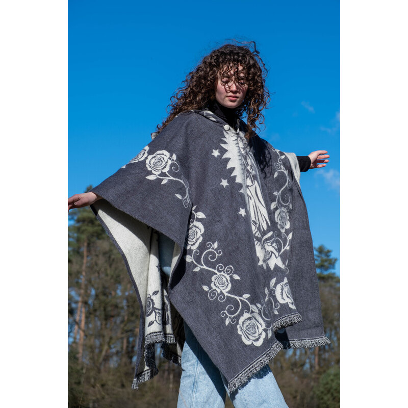 EcuaFina Alpaca Poncho Maria Grijs