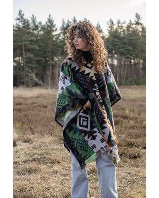 EcuaFina Alpaca Poncho Waorani Groen