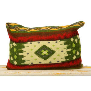 EcuaFina Kussen 60 x 40 cm - dubbelzijdig Quilotoa groen - inclusief binnenkussen van eendenveren