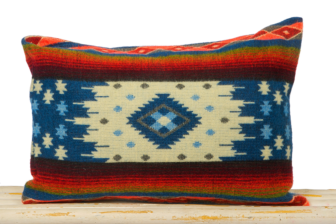 EcuaFina Coussin 60 x 40 cm - double face Quilotoa bleu - avec coussin de garnissage composé d'un rembourrage 100 % plumes de canard et d'une housse 100 % coton