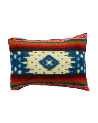 EcuaFina Alpaca wool rectangle throw pillow - Quilotoa Blue