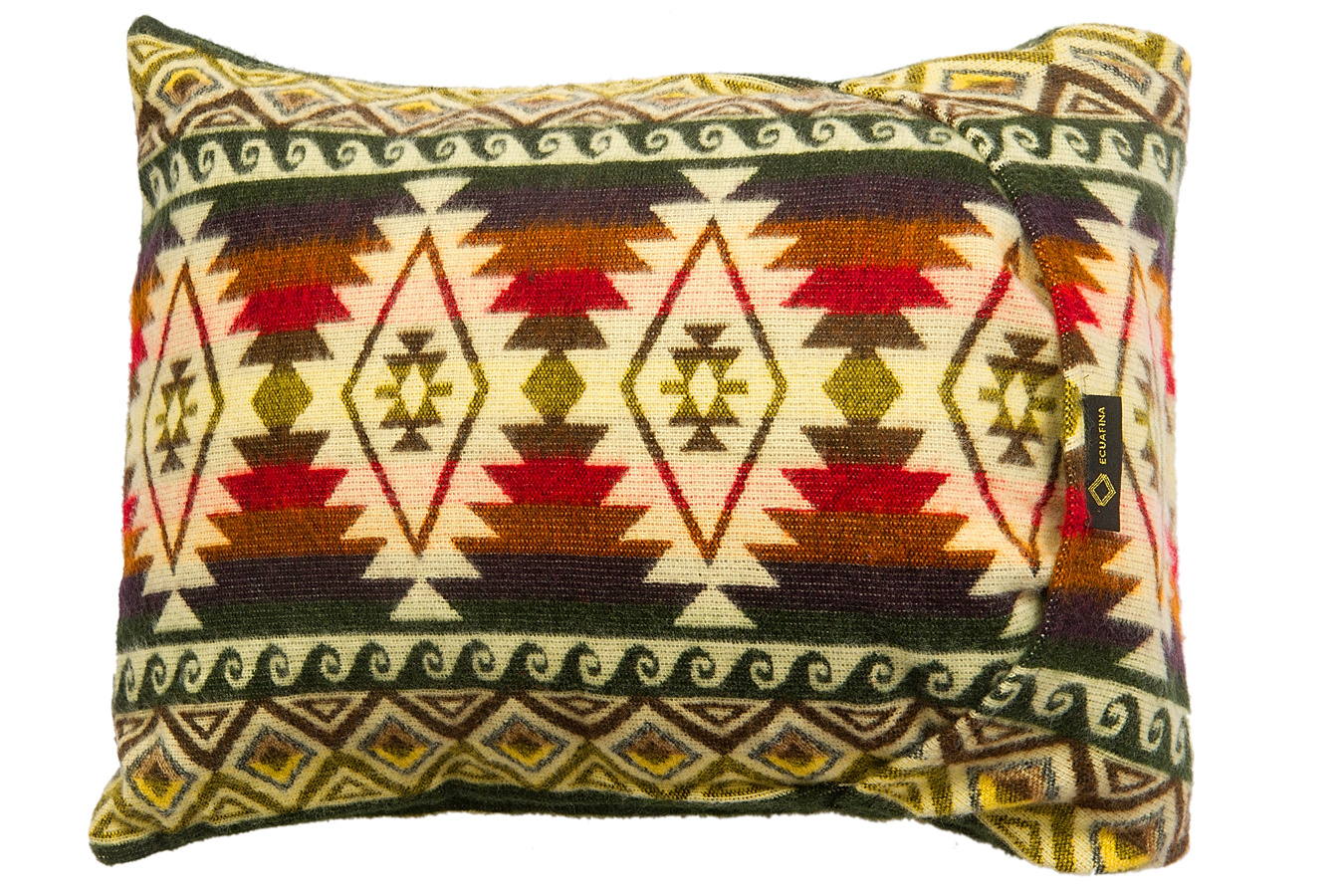 EcuaFina Coussin 40x60 cm double face - Cayambe Vert - avec coussin de garnissage composé d'un rembourrage 100 % plumes de canard et d'une housse 100 % coton