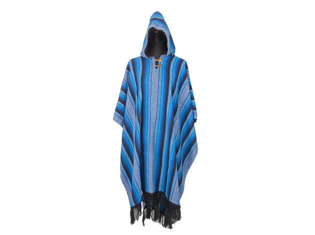 EcuaFina Poncho d'Été en Coton Secoya Bleu