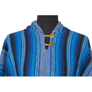 EcuaFina Poncho d'Été en Coton Secoya Bleu