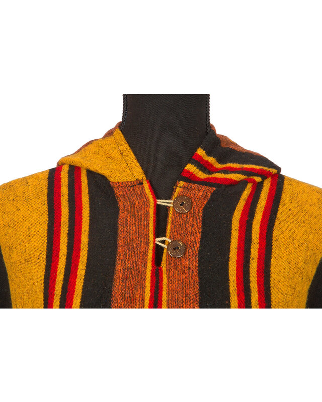 EcuaFina Poncho Siona noir et jaune - Poncho d'été - 100% coton