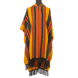 EcuaFina Poncho Siona Zwart / Geel | Katoen | Zomer poncho | EcuaFina | Zomer 2023