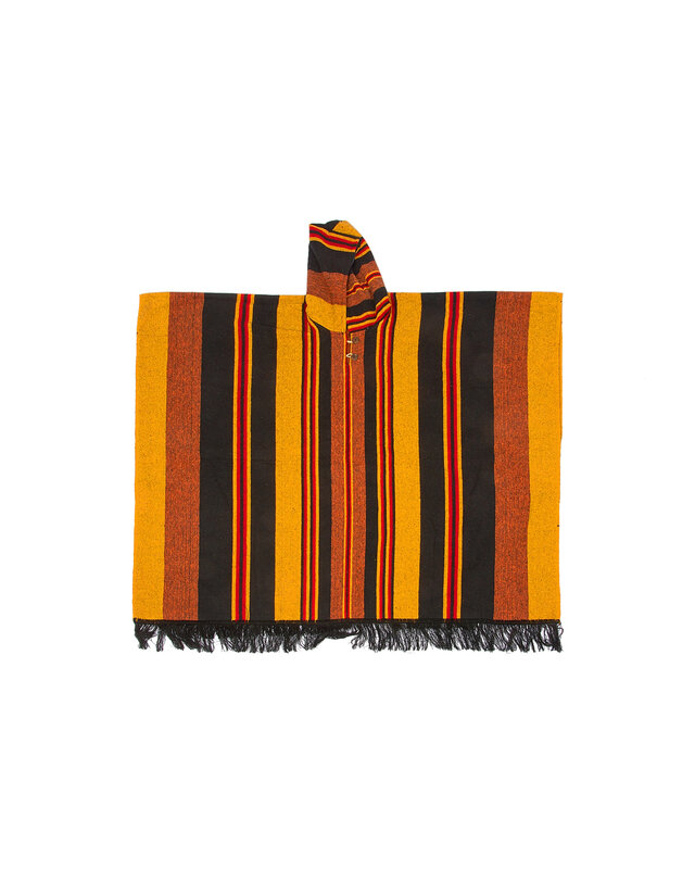 EcuaFina Poncho Siona noir et jaune - Poncho d'été - 100% coton