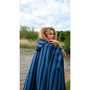 EcuaFina Poncho d'Été en Coton Secoya Bleu