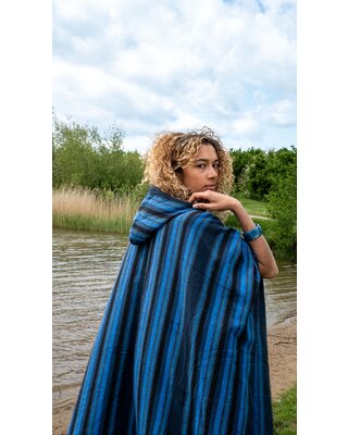 EcuaFina Poncho d'Été en Coton Secoya Bleu