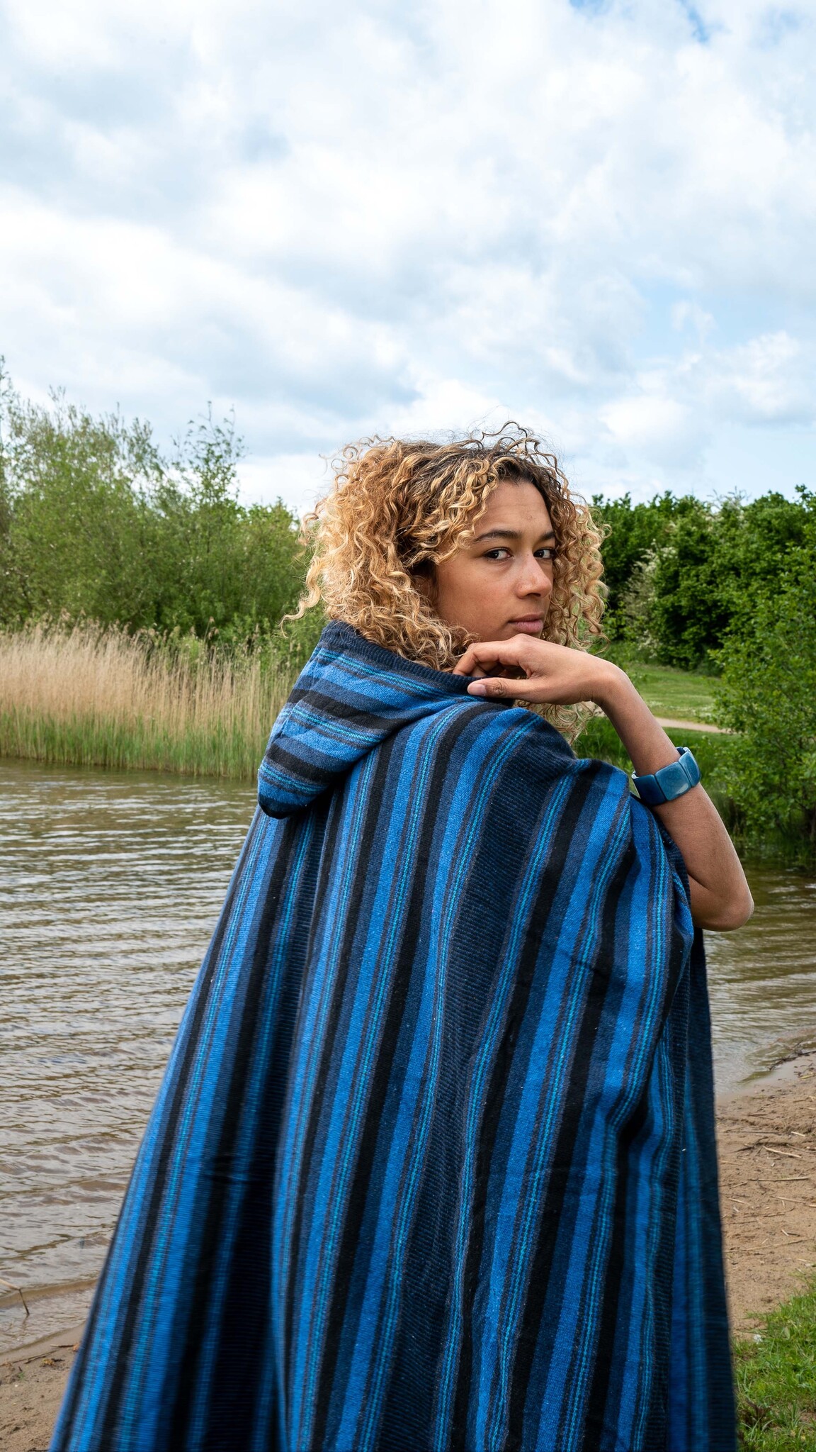 EcuaFina Poncho Secoya Blauw | Katoen | Zomer poncho | EcuaFina | Zomer 2024