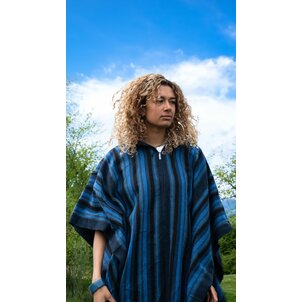 EcuaFina Poncho d'Été en Coton Secoya Bleu