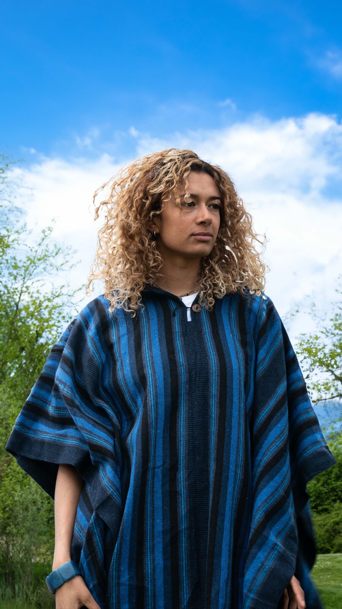 EcuaFina Poncho Secoya Blauw | Katoen | Zomer poncho | EcuaFina | Zomer 2024