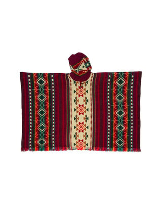 EcuaFina Alpaca Poncho Canari Burgundy