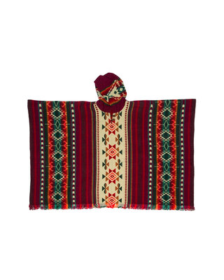 EcuaFina Alpaka Poncho Canari Bordeaux