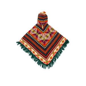 EcuaFina Bezaubernder Damenponcho - Triangle Green