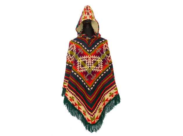 EcuaFina Bezaubernder Damenponcho - Triangle Green