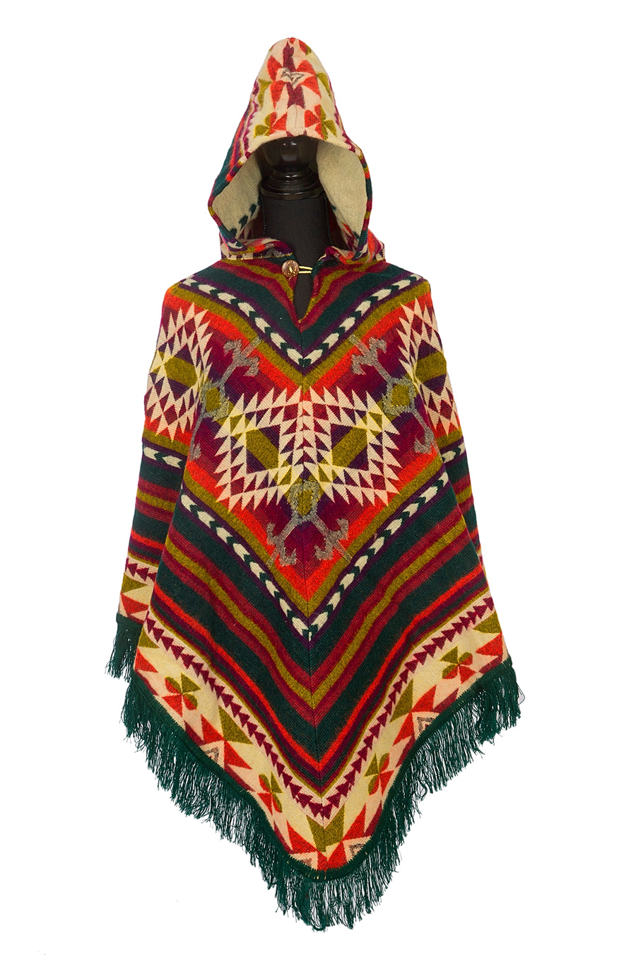 EcuaFina Charming ladies poncho - Triangle Green