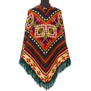 EcuaFina Bezaubernder Damenponcho - Triangle Green