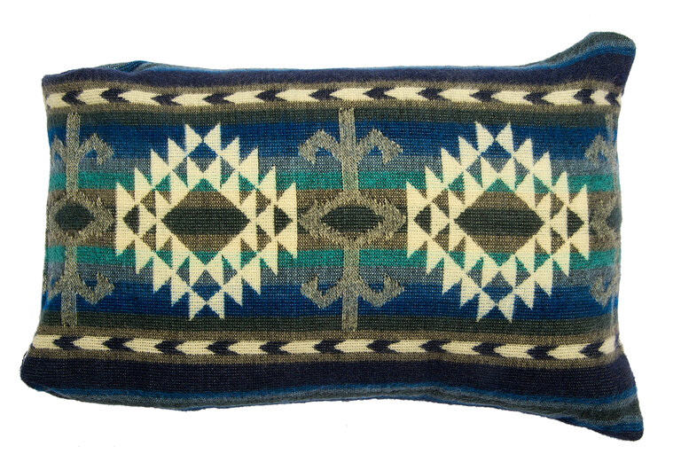 EcuaFina Cushion 60 x 40 cm - double-sided Cotopaxi blue - including duck feather inner cushion