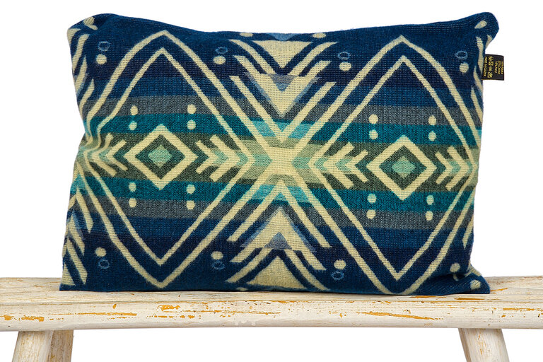 EcuaFina Coussin rectangulaire en laine d'alpaca - Imbabura - Bleu - 40x60