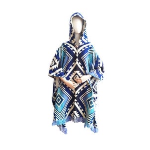 EcuaFina Alpaca Poncho Entente Blauw