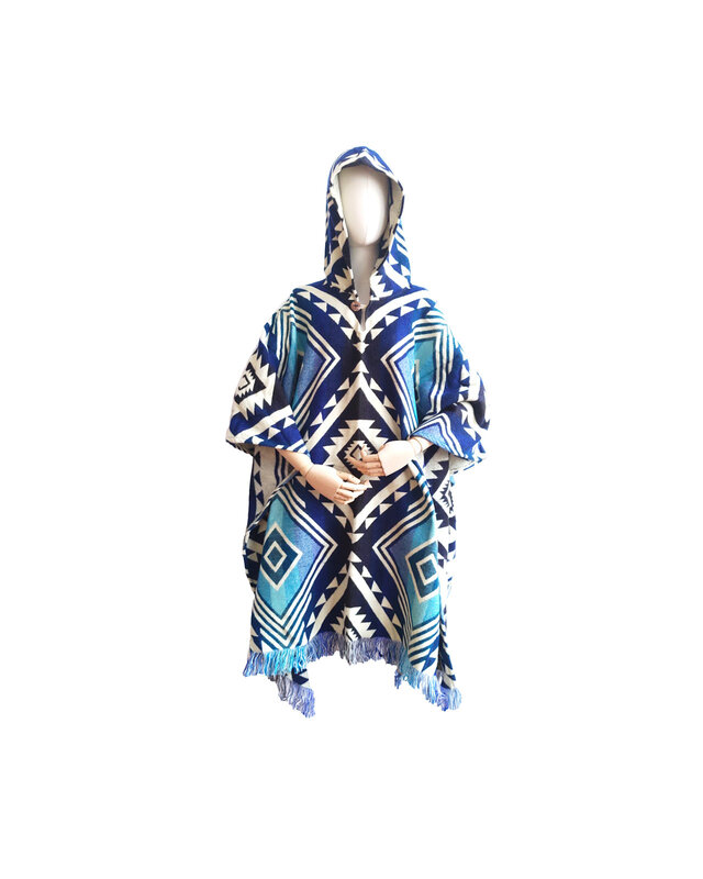 EcuaFina Poncho Entente blau