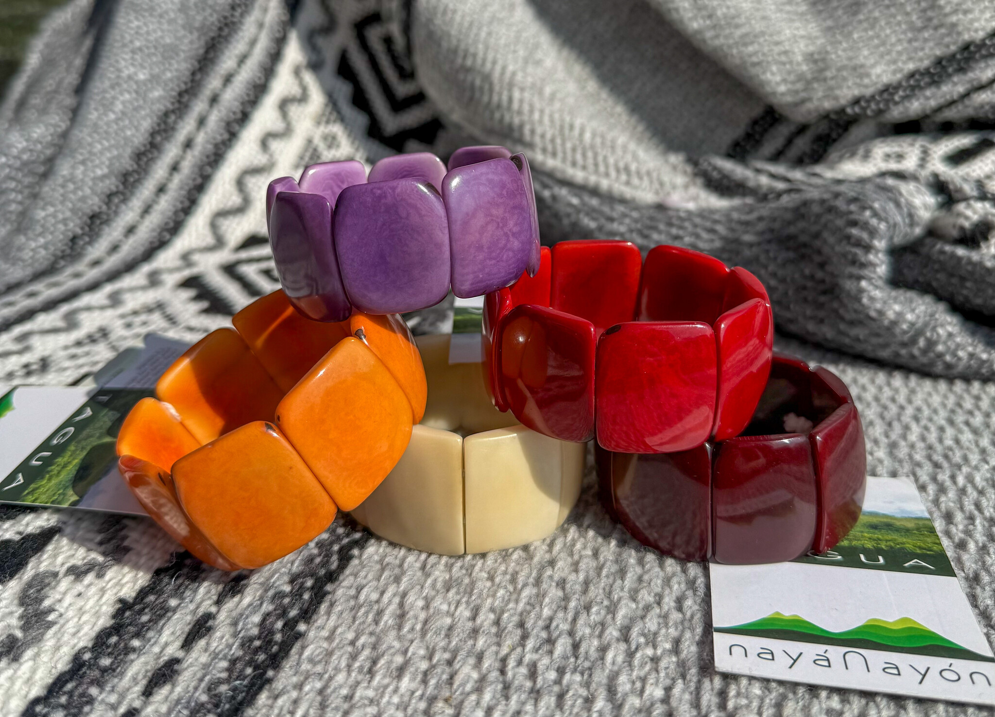 EcuaFina Tagua Bracelet SQU-REDBR