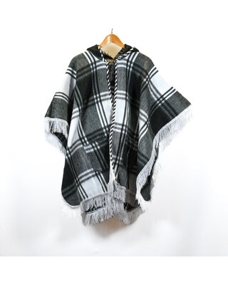 EcuaFina Poncho Cuadrado Lichtgrijs