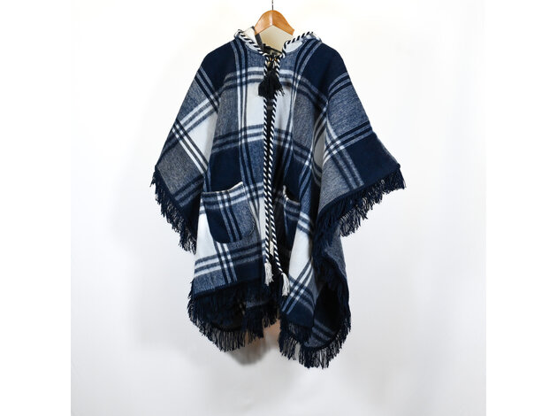 EcuaFina Poncho  Cuadrado Blauw