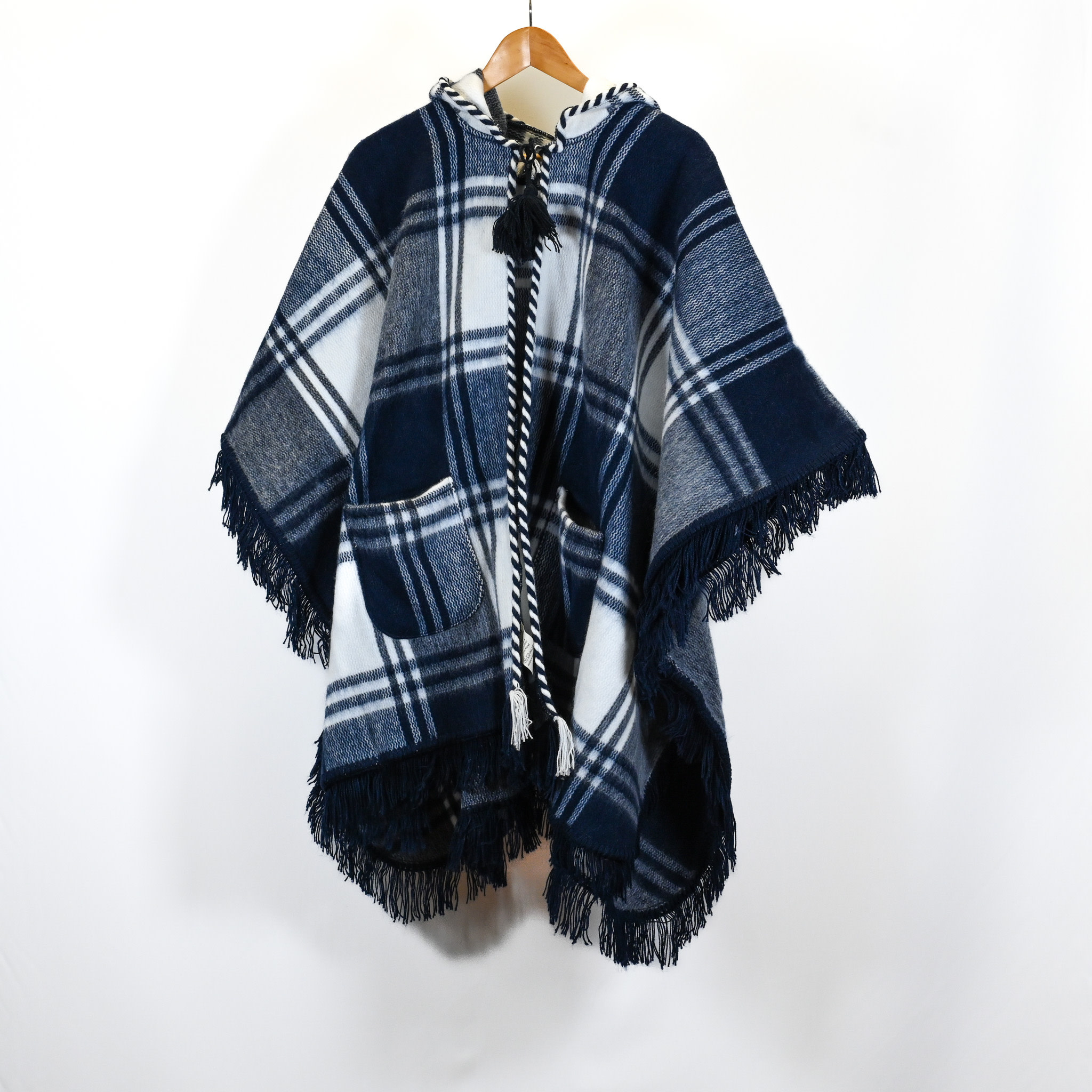 EcuaFina Poncho  Cuadrado - Blau