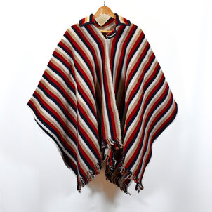 EcuaFina Prachtige originele, zware puur wollen Chagra poncho - Model AGUILA