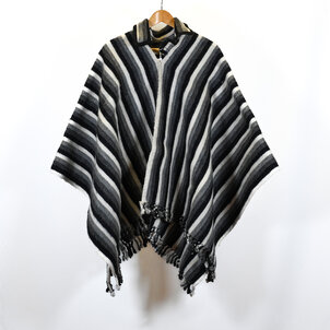 EcuaFina Prachtige originele, zware puur wollen Chagra poncho - Model BUHO