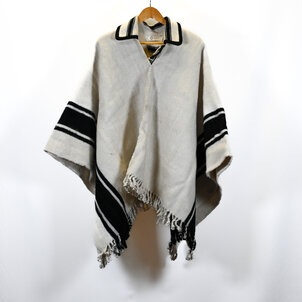 EcuaFina Prachtige originele, zware puur wollen Chagra poncho - Model IBIS