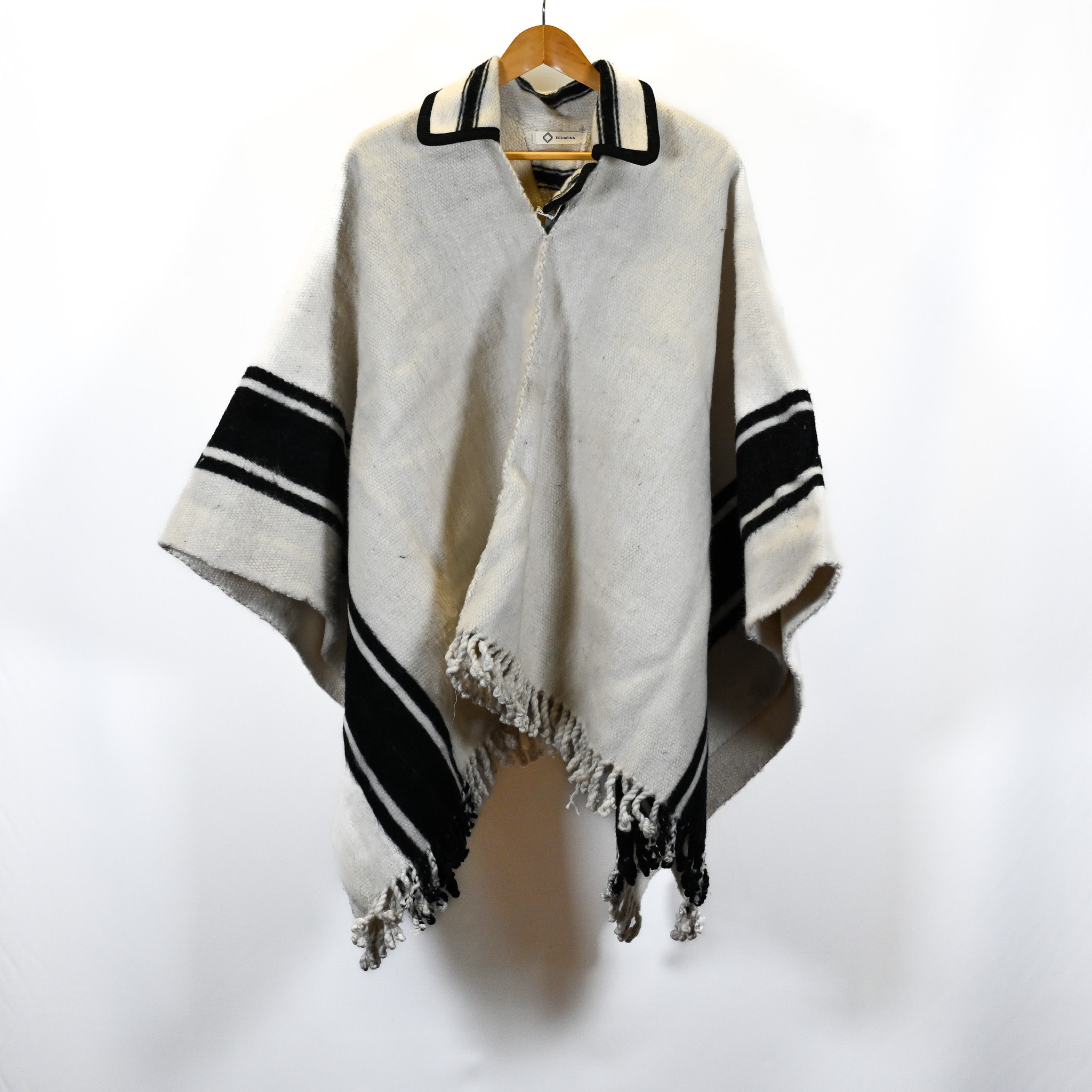 EcuaFina Prachtige originele, zware puur wollen Chagra poncho - Model IBIS