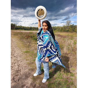 EcuaFina Alpaca Poncho Entente Blue