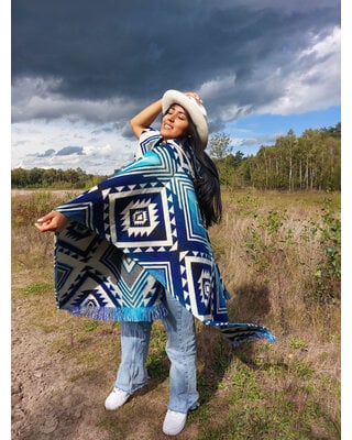 EcuaFina Alpaka Poncho Entente Blau