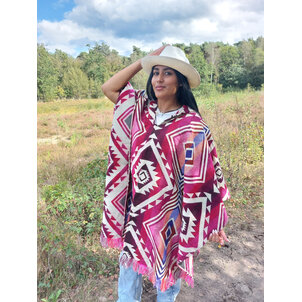 EcuaFina Alpaca Poncho Entente Roze