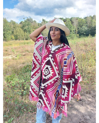 EcuaFina Poncho en Alpaga Entente Rose