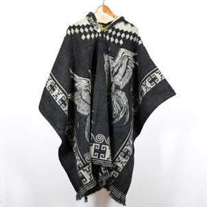 EcuaFina Poncho Dibujo - Gallo gris - Coq Gris