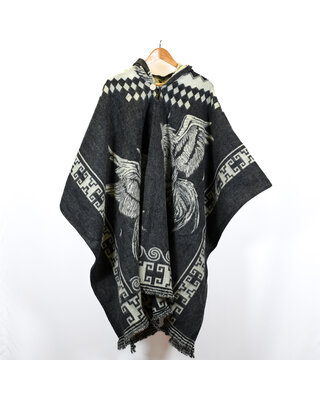 EcuaFina Poncho Dibujo - Gallo gris - Haan Grijs