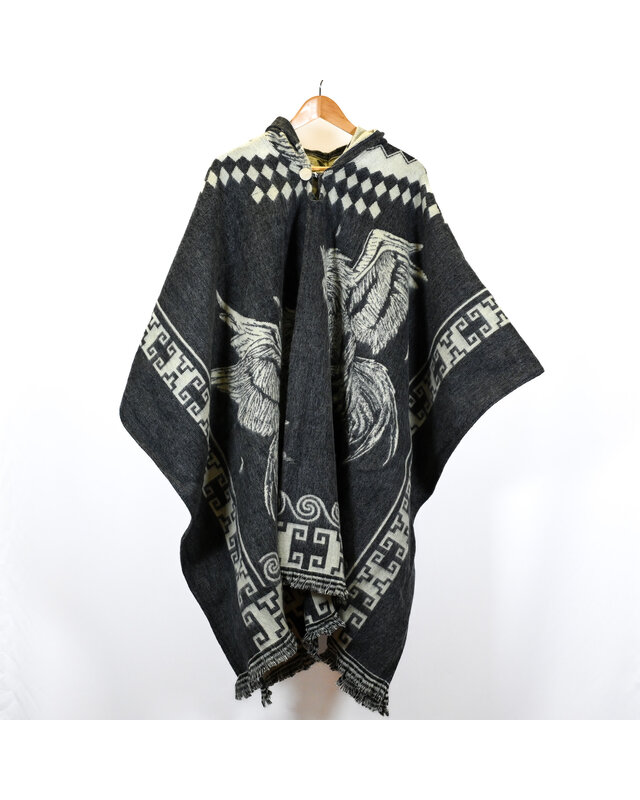 EcuaFina Poncho Dibujo - Gallo gris - Rooster Gray