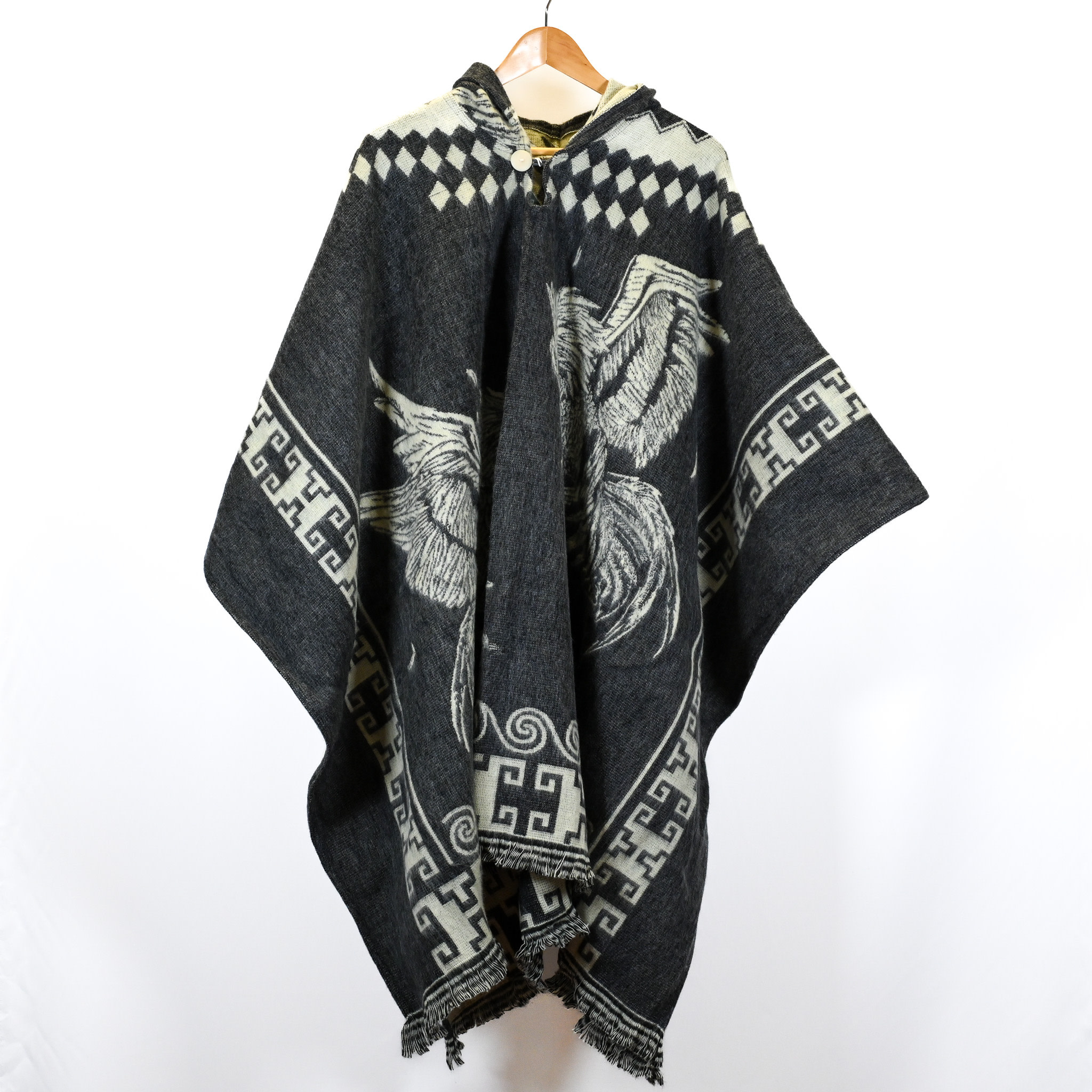 EcuaFina Poncho Dibujo - Gallo gris - Rooster Gray