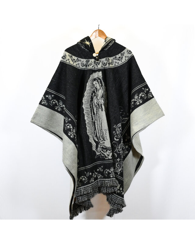 EcuaFina Poncho Dibujo Guadalupe negro = Guadalupe Schwarz