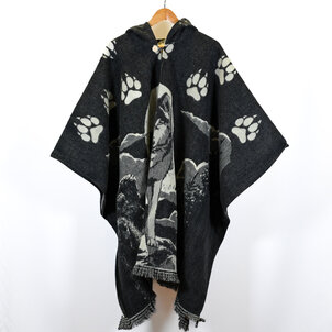 EcuaFina Poncho Dibujo - Lobos gris - Wolves Gray