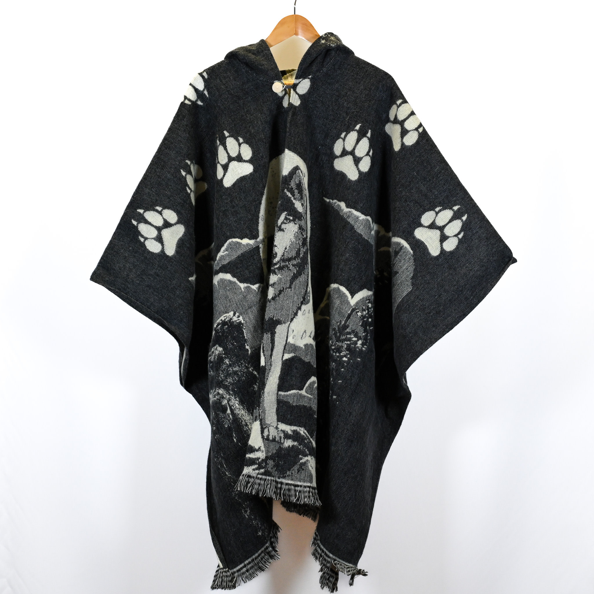EcuaFina Poncho Dibujo - Lobos gris - Wolven Grijs
