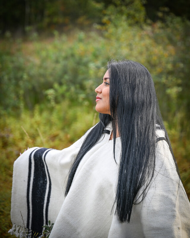 EcuaFina Prachtige originele, zware puur wollen Chagra poncho - Model IBIS