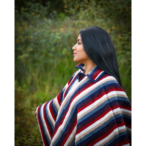 EcuaFina Prachtige originele, zware puur wollen Chagra poncho - Model CACIQUE